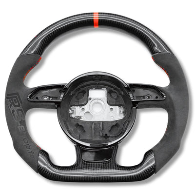 Volant Audi B8 Carbone Cuir Alcantara Surpiqûres - vue rapprochée - Becquet Voiture