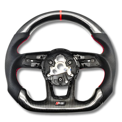 Volant Audi B9 Carbone Cuir Alcantara - détail du montage - Becquet Voiture