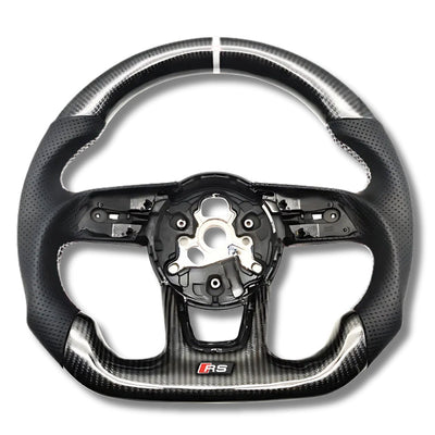 Volant Audi B9 Carbone Cuir Alcantara - installé sur véhicule - Becquet Voiture