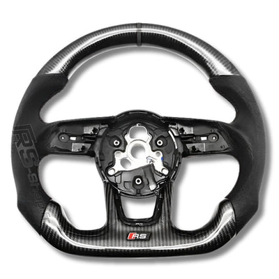 Volant Audi B9 Carbone Cuir Alcantara - vue de dessus - Becquet Voiture