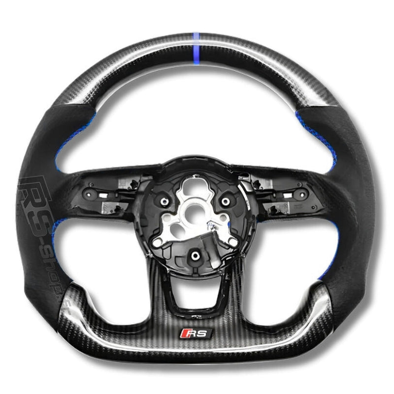 Volant Audi B9 Carbone Cuir Alcantara - vue de face 2 - Becquet Voiture
