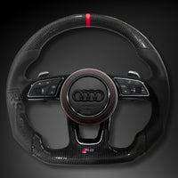 Volant Audi B9 Carbone Cuir Alcantara - vue de face - Becquet Voiture