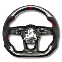 Volant Audi B9 Carbone Cuir Alcantara - vue rapprochée - Becquet Voiture