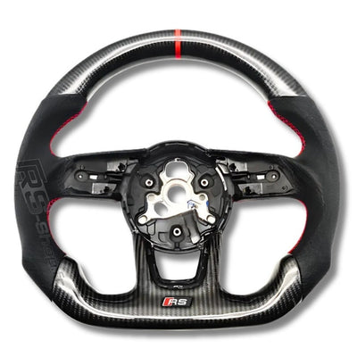 Volant Audi B9 Carbone Cuir Alcantara - vue rapprochée - Becquet Voiture