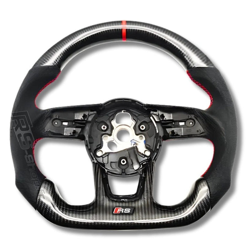 Volant Audi B9 Carbone Cuir Alcantara - vue rapprochée - Becquet Voiture