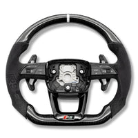 Volant Audi Carbone B9.5 Méplat Cuir Alcantara - détail du montage - Becquet Voiture