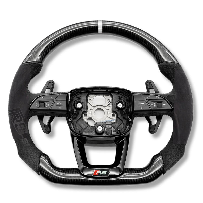 Volant Audi Carbone B9.5 Méplat Cuir Alcantara - détail du montage - Becquet Voiture