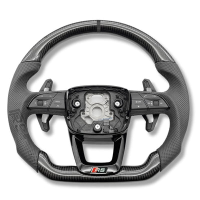 Volant Audi Carbone B9.5 Méplat Cuir Alcantara - installé sur véhicule - Becquet Voiture