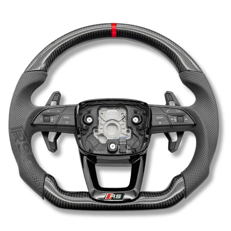 Volant Audi Carbone B9.5 Méplat Cuir Alcantara - packshot studio - Becquet Voiture