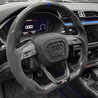 Volant Audi Carbone B9.5 Méplat Cuir Alcantara - vue arrière - Becquet Voiture