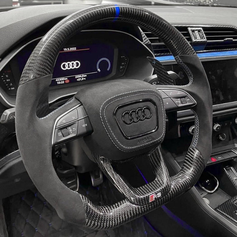 Volant Audi Carbone B9.5 Méplat Cuir Alcantara - vue arrière - Becquet Voiture