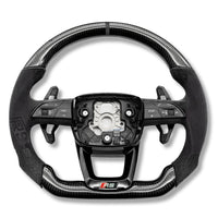Volant Audi Carbone B9.5 Méplat Cuir Alcantara - vue de dessus - Becquet Voiture