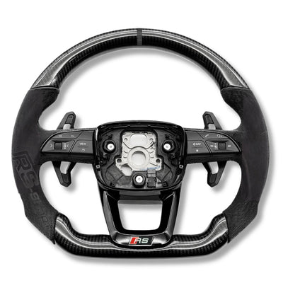 Volant Audi Carbone B9.5 Méplat Cuir Alcantara - vue de dessus - Becquet Voiture