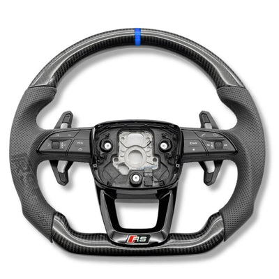 Volant Audi Carbone B9.5 Méplat Cuir Alcantara - vue de face 2 - Becquet Voiture