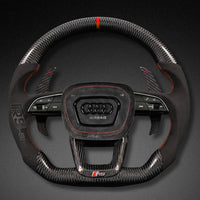 Volant Audi Carbone B9.5 Méplat Cuir Alcantara - vue de face - Becquet Voiture