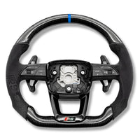 Volant Audi Carbone B9.5 Méplat Cuir Alcantara - vue rapprochée - Becquet Voiture