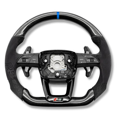 Volant Audi Carbone B9.5 Méplat Cuir Alcantara - vue rapprochée - Becquet Voiture