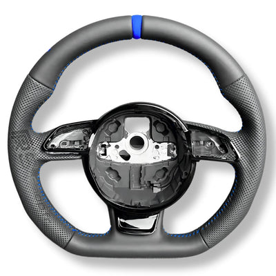 Volant Audi Méplat B8 Cuir Alcantara Avant 2017 - détail du montage 2 - Becquet Voiture