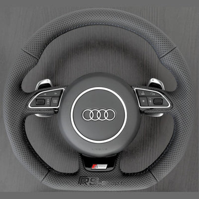 Volant Audi Méplat B8 Cuir Alcantara Avant 2017 - installé sur véhicule - Becquet Voiture