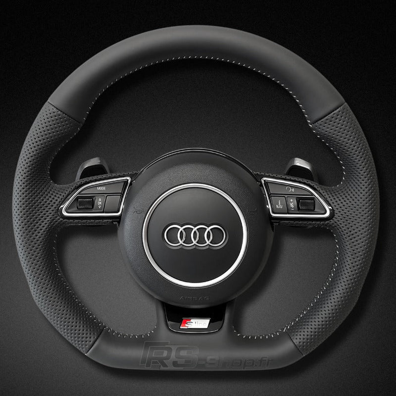 Volant Audi Méplat B8 Cuir Alcantara Avant 2017 - vue de face - Becquet Voiture