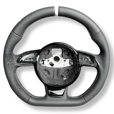 Volant Audi Méplat B8 Cuir Alcantara Avant 2017 - vue de profil 2 - Becquet Voiture