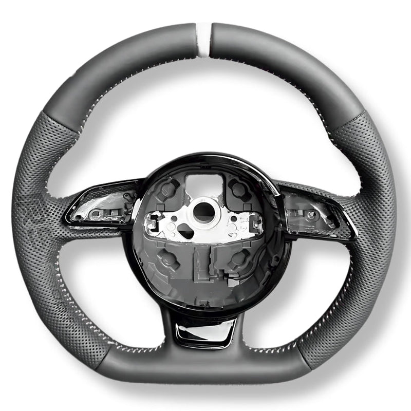 Volant Audi Méplat B8 Cuir Alcantara Avant 2017 - vue de profil 2 - Becquet Voiture