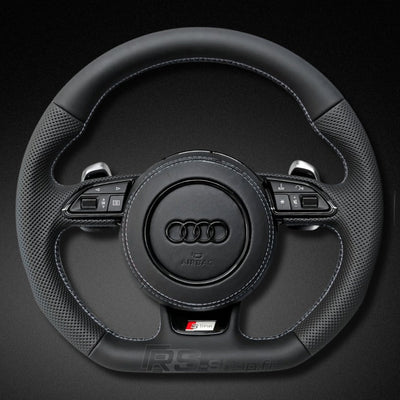 Volant Audi Méplat B8 Cuir Alcantara Avant 2017 - vue de profil - Becquet Voiture