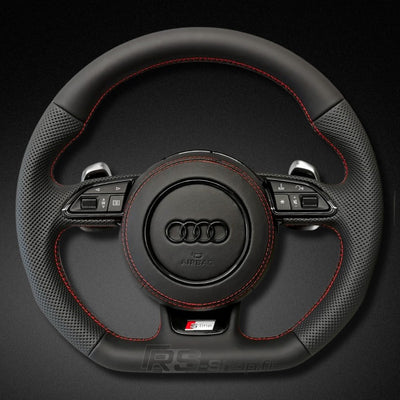 Volant Audi Méplat B8 Cuir Alcantara Avant 2017 - vue de trois-quarts - Becquet Voiture