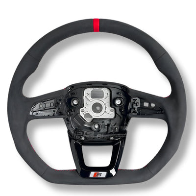 Volant Audi Méplat B9.5 Cuir Alcantara - détail du montage - Becquet Voiture