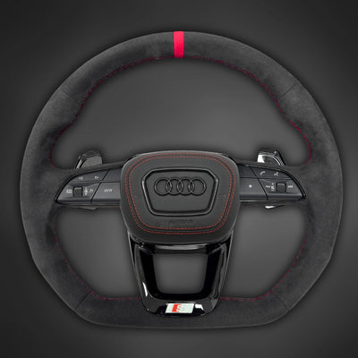 Volant Audi Méplat B9.5 Cuir Alcantara - vue de face - Becquet Voiture