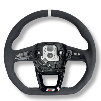 Volant Audi Méplat B9.5 Cuir Alcantara - vue de trois-quarts - Becquet Voiture