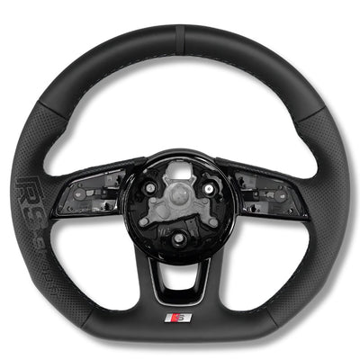 Volant Audi Méplat B9 Cuir Nappa Alcantara - installé sur véhicule 2 - Becquet Voiture