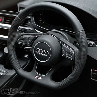 Volant Audi Méplat B9 Cuir Nappa Alcantara - installé sur véhicule - Becquet Voiture