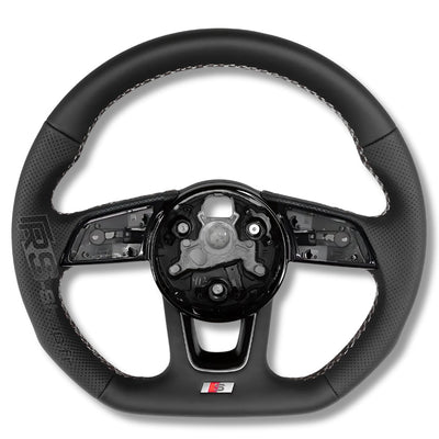 Volant Audi Méplat B9 Cuir Nappa Alcantara - packshot studio 2 - Becquet Voiture