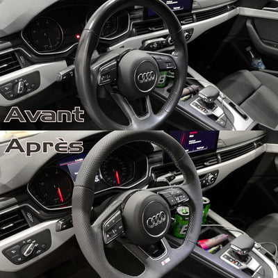 Volant Audi Méplat B9 Cuir Nappa Alcantara - packshot studio - Becquet Voiture