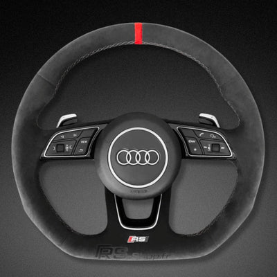 Volant Audi Méplat B9 Cuir Nappa Alcantara - vue arrière - Becquet Voiture