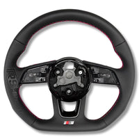 Volant Audi Méplat B9 Cuir Nappa Alcantara - vue de dessus 2 - Becquet Voiture