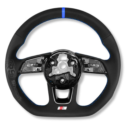 Volant Audi Méplat B9 Cuir Nappa Alcantara - vue de face 3 - Becquet Voiture