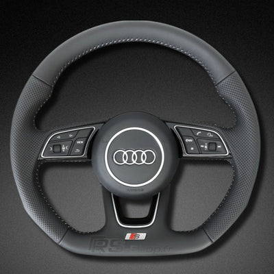 Volant Audi Méplat B9 Cuir Nappa Alcantara - vue de face - Becquet Voiture