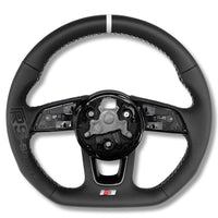 Volant Audi Méplat B9 Cuir Nappa Alcantara - vue de profil 2 - Becquet Voiture