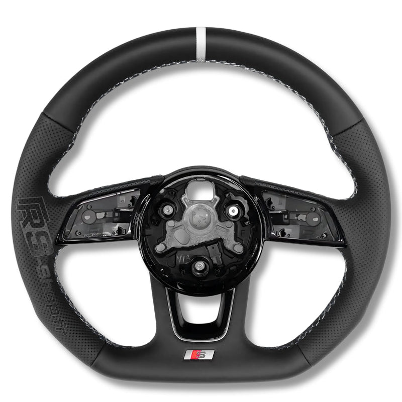 Volant Audi Méplat B9 Cuir Nappa Alcantara - vue de profil 2 - Becquet Voiture