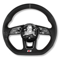 Volant Audi Méplat B9 Cuir Nappa Alcantara - vue de profil 3 - Becquet Voiture