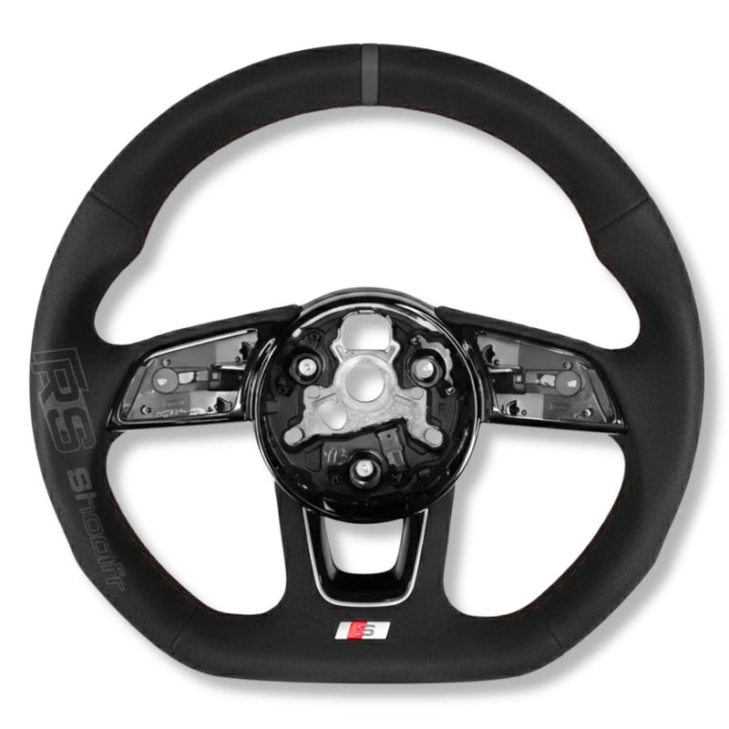 Volant Audi Méplat B9 Cuir Nappa Alcantara - vue de profil 3 - Becquet Voiture
