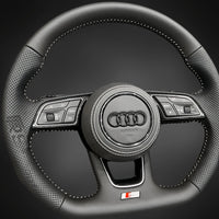 Volant Audi Méplat B9 Cuir Nappa Alcantara - vue de profil - Becquet Voiture
