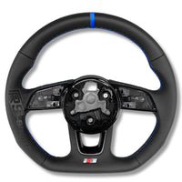 Volant Audi Méplat B9 Cuir Nappa Alcantara - vue de trois-quarts 2 - Becquet Voiture
