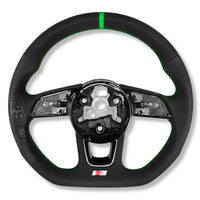 Volant Audi Méplat B9 Cuir Nappa Alcantara - vue de trois-quarts 3 - Becquet Voiture