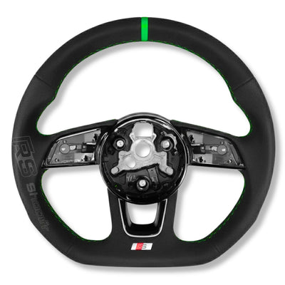 Volant Audi Méplat B9 Cuir Nappa Alcantara - vue de trois-quarts 3 - Becquet Voiture