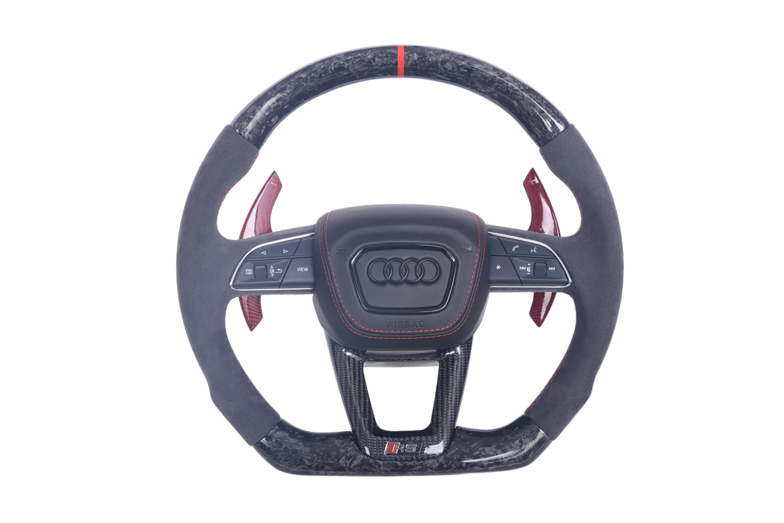 Volant Audi Q3 Q8 RS4 RS5 RS6 2016-2024 Carbone - vue de face - Becquet Voiture