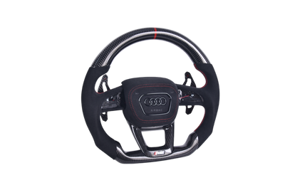 Volant Audi Q3 Q8 RS4 RS5 RS6 2016-2024 Cuir - vue de profil - Becquet Voiture
