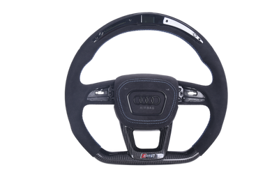 Volant Audi Q3 Q8 RS4 RS5 RS6 Cuir Alcantara LED - vue de face - Becquet Voiture
